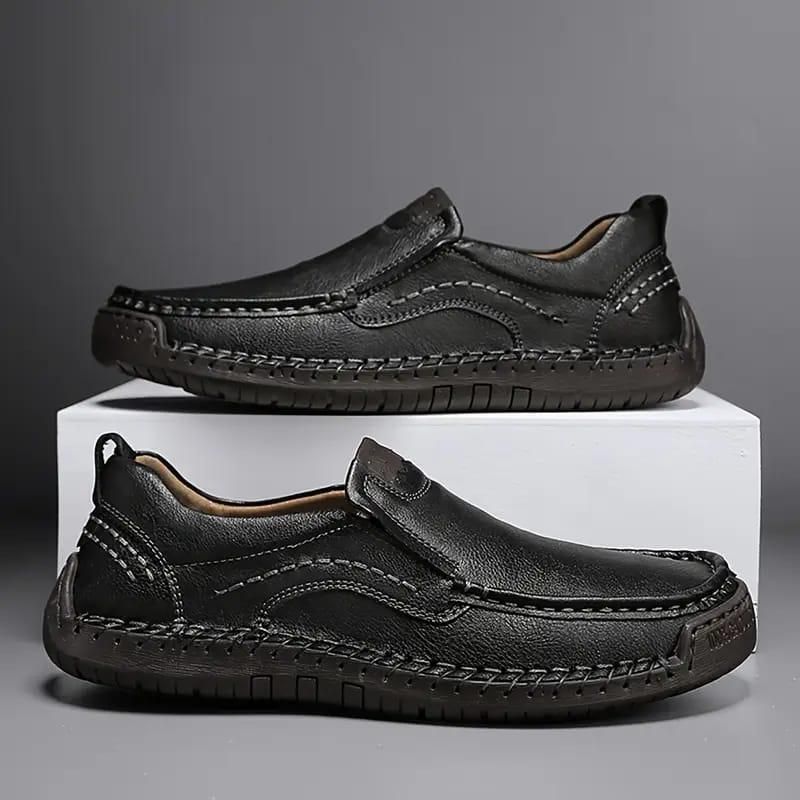 Men's Stitching Breathable Anti-skid Slip On Shoes Black