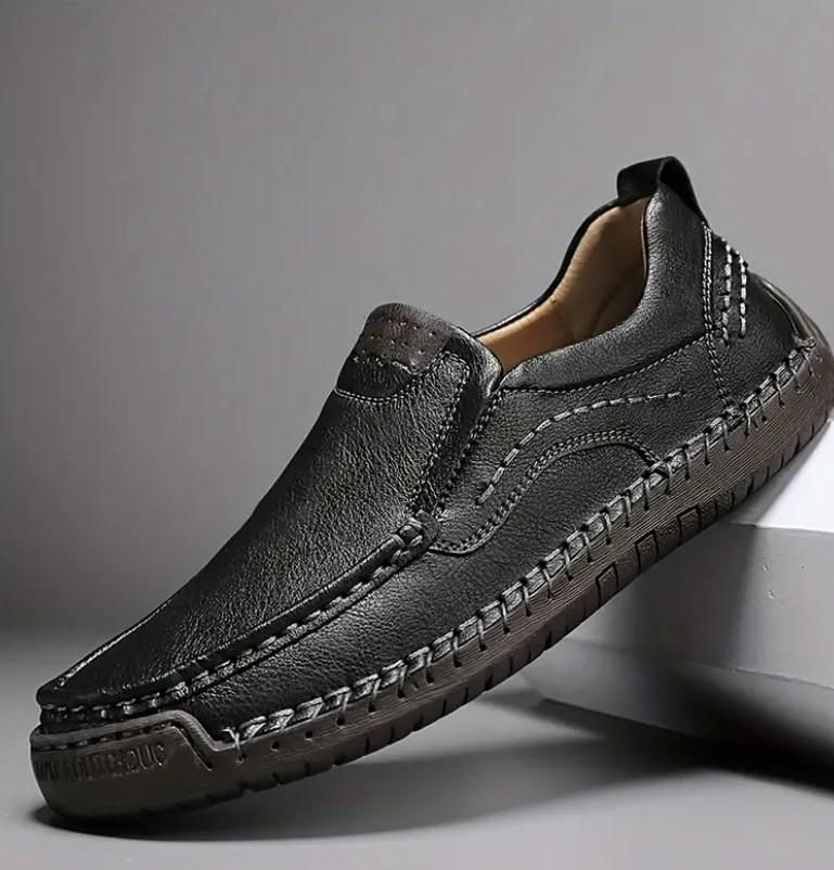 Men's Stitching Breathable Anti-skid Slip On Shoes Black